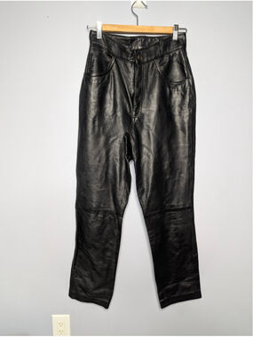 Vintage Damselle New York High Waisted Faux Leather Pants Black Size 6